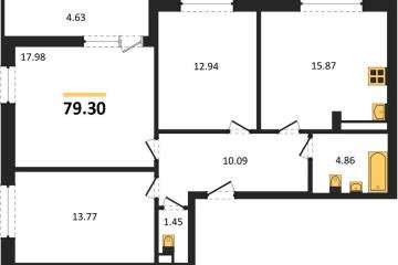 Фото №1: 3-комнатная квартира 79 м², 6/18 эт. - Краснодар, мкр. жилой комплекс Архитектор,