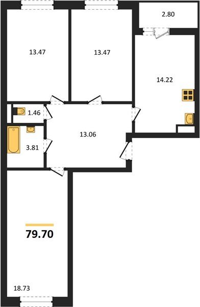 Фото №1: 3-комнатная квартира 79&nbsp;м², 8/18&nbsp;эт. - Краснодар, Прикубанский внутригородской округ, мкр. жилой комплекс Архитектор
