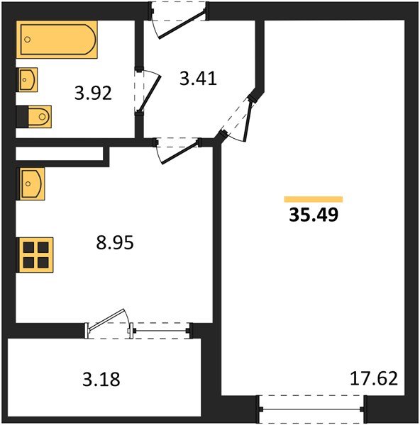 Фото №1: 1-комнатная квартира 35&nbsp;м², 9/18&nbsp;эт. - Краснодар, Прикубанский внутригородской округ, мкр. жилой комплекс Архитектор