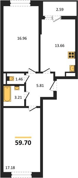 Фото №1: 2-комнатная квартира 59&nbsp;м², 7/18&nbsp;эт. - Краснодар, Прикубанский внутригородской округ, мкр. жилой комплекс Архитектор