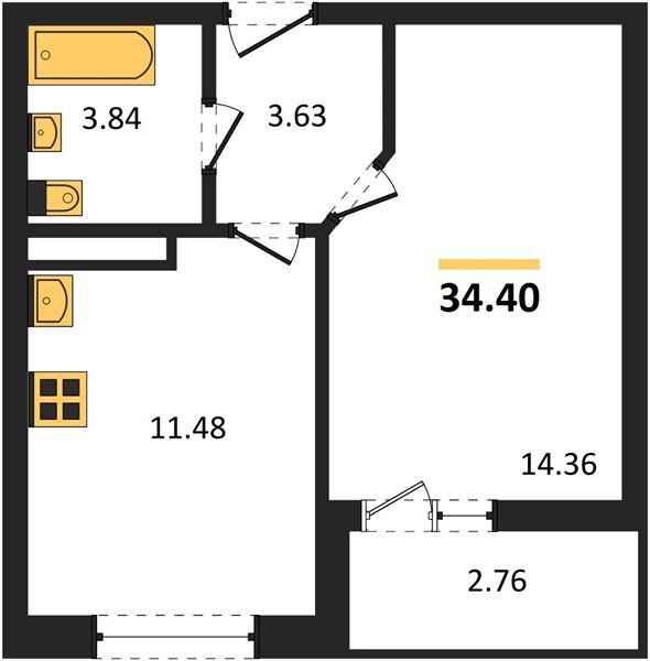 Фото №1: 1-комнатная квартира 34&nbsp;м², 3/18&nbsp;эт. - Краснодар, Прикубанский внутригородской округ, мкр. жилой комплекс Архитектор