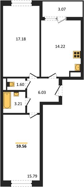Фото №1: 2-комнатная квартира 60&nbsp;м², 2/18&nbsp;эт. - Краснодар, Прикубанский внутригородской округ, мкр. жилой комплекс Архитектор