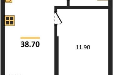 Фото №1: 1-комнатная квартира 38 м², 2/18 эт. - Краснодар, мкр. ЖК Грейд,