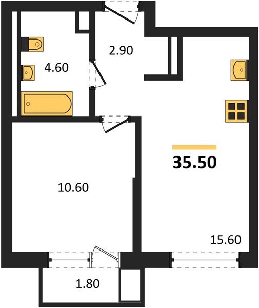 Фото №1: 1-комнатная квартира 35&nbsp;м², 5/18&nbsp;эт. - Краснодар, Прикубанский внутригородской округ, мкр. ЖК Грейд