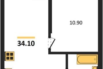 Фото №1: 1-комнатная квартира 34 м², 8/18 эт. - Краснодар, мкр. ЖК Грейд,