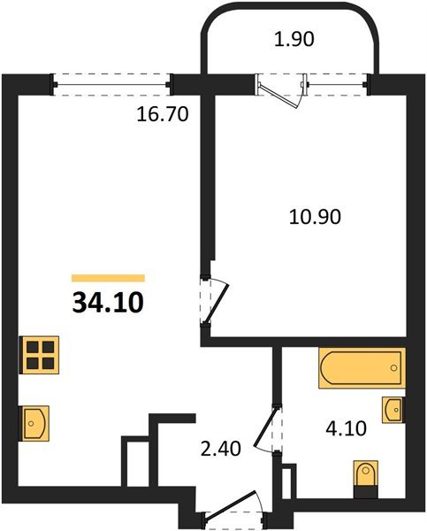 Фото №1: 1-комнатная квартира 34&nbsp;м², 8/18&nbsp;эт. - Краснодар, Прикубанский внутригородской округ, мкр. ЖК Грейд