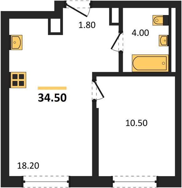 Фото №1: 1-комнатная квартира 34&nbsp;м², 9/18&nbsp;эт. - Краснодар, Прикубанский внутригородской округ, мкр. ЖК Грейд