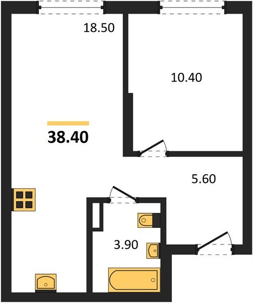 Фото №1: 1-комнатная квартира 38&nbsp;м², 6/18&nbsp;эт. - Краснодар, Прикубанский внутригородской округ, мкр. ЖК Грейд