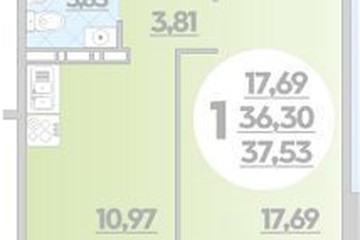 Фото №1: 1-комнатная квартира 37 м², 7/9 эт. - Крымск, мкр. Надежда,