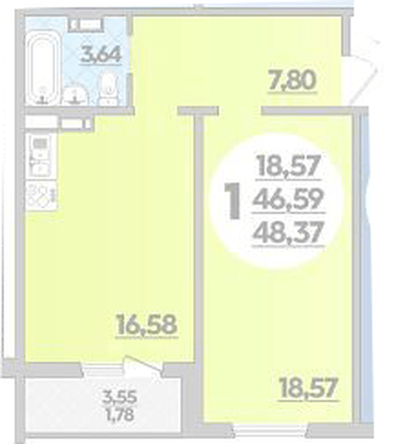 Фото №1: 1-комнатная квартира 48&nbsp;м², 7/9&nbsp;эт. - Крымск, мкр. Надежда