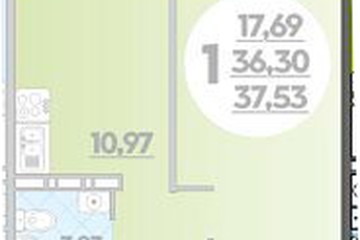 Фото №1: 1-комнатная квартира 37 м², 5/9 эт. - Крымск, мкр. Надежда,