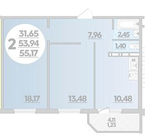 Фото №1: 2-комнатная квартира 55&nbsp;м², 3/9&nbsp;эт. - Крымск, мкр. Надежда