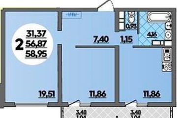 Фото №1: 2-комнатная квартира 58 м², 9/12 эт. - Майкоп, ул. Михайлова, 7