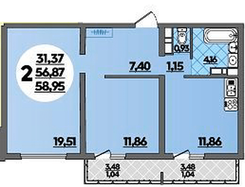 Фото №1: 2-комнатная квартира 58&nbsp;м², 9/12&nbsp;эт. - Майкоп, ул. Михайлова, 7