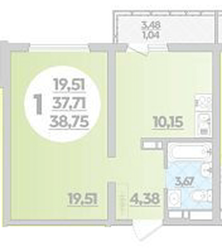 Фото №1: 1-комнатная квартира 38&nbsp;м², 3/12&nbsp;эт. - Майкоп, ул. Михайлова, 7