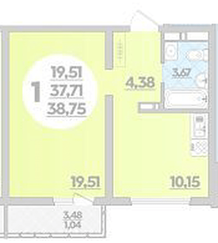 Фото №1: 1-комнатная квартира 38&nbsp;м², 9/12&nbsp;эт. - Майкоп, ул. Михайлова, 7