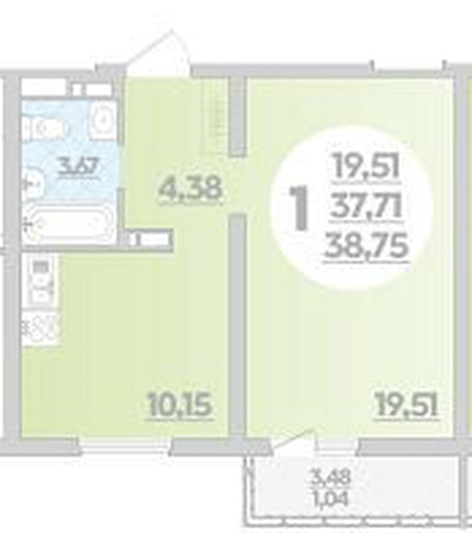 Фото №1: 1-комнатная квартира 38&nbsp;м², 2/12&nbsp;эт. - Майкоп, ул. Михайлова, 7