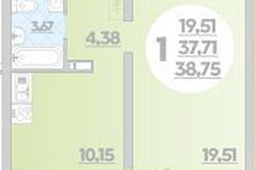 Фото №1: 1-комнатная квартира 38 м², 9/12 эт. - Майкоп, ул. Михайлова, 7