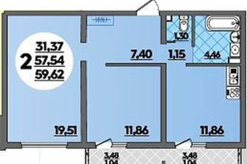Фото №1: 2-комнатная квартира 59 м², 1/12 эт. - Майкоп, ул. Михайлова, 7