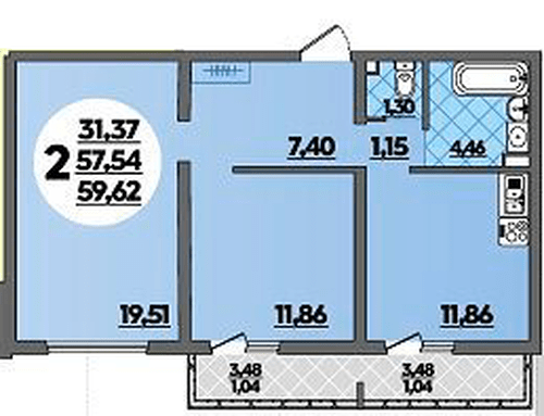 Фото №1: 2-комнатная квартира 59&nbsp;м², 1/12&nbsp;эт. - Майкоп, ул. Михайлова, 7