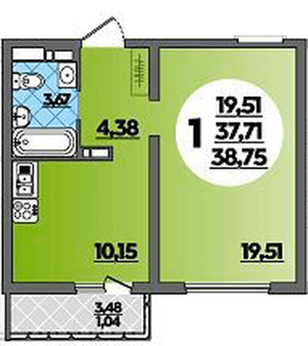 Фото №1: 1-комнатная квартира 38&nbsp;м², 4/12&nbsp;эт. - Майкоп, ул. Михайлова, 7