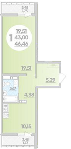 Фото №1: 1-комнатная квартира 46&nbsp;м², 3/12&nbsp;эт. - Майкоп, ул. Михайлова, 7