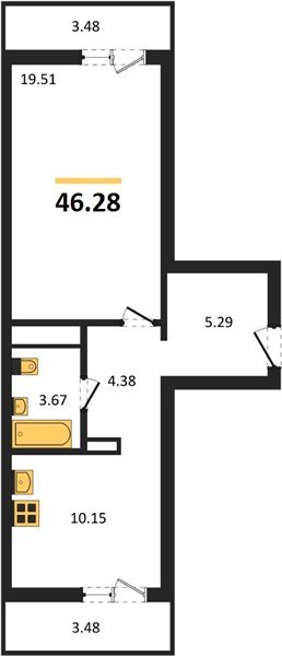 Фото №1: 1-комнатная квартира 46&nbsp;м², 11/12&nbsp;эт. - Майкоп, ул. Михайлова, 7