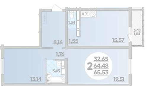 Фото №1: 2-комнатная квартира 65&nbsp;м², 3/12&nbsp;эт. - Майкоп, ул. Михайлова, 7