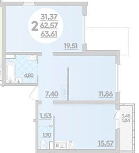 Фото №1: 2-комнатная квартира 63&nbsp;м², 1/12&nbsp;эт. - Майкоп, ул. Михайлова, 7