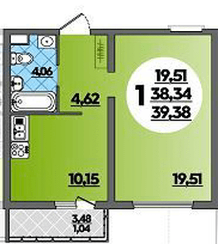 Фото №1: 1-комнатная квартира 39&nbsp;м², 1/12&nbsp;эт. - Майкоп, ул. Михайлова, 7