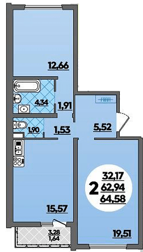 Фото №1: 2-комнатная квартира 64&nbsp;м², 1/12&nbsp;эт. - Майкоп, ул. Михайлова, 7
