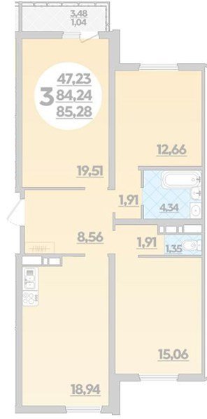 Фото №1: 3-комнатная квартира 85&nbsp;м², 9/12&nbsp;эт. - Майкоп, ул. Михайлова, 7