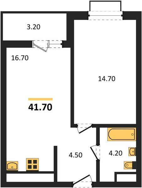 Фото №1: 1-комнатная квартира 41&nbsp;м², 10/16&nbsp;эт. - Яблоновский, мкр. ЖК Мегасити