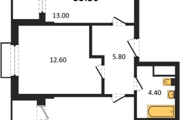 Фото №1: 2-комнатная квартира 55 м², 12/16 эт. - Яблоновский, мкр. ЖК Мегасити,