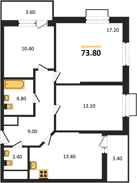 Фото №1: 3-комнатная квартира 73&nbsp;м², 4/16&nbsp;эт. - Яблоновский, мкр. ЖК Мегасити