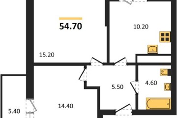 Фото №1: 2-комнатная квартира 54 м², 7/16 эт. - Яблоновский, мкр. ЖК Мегасити,