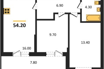 Фото №1: 2-комнатная квартира 54 м², 14/16 эт. - Яблоновский, мкр. ЖК Мегасити,