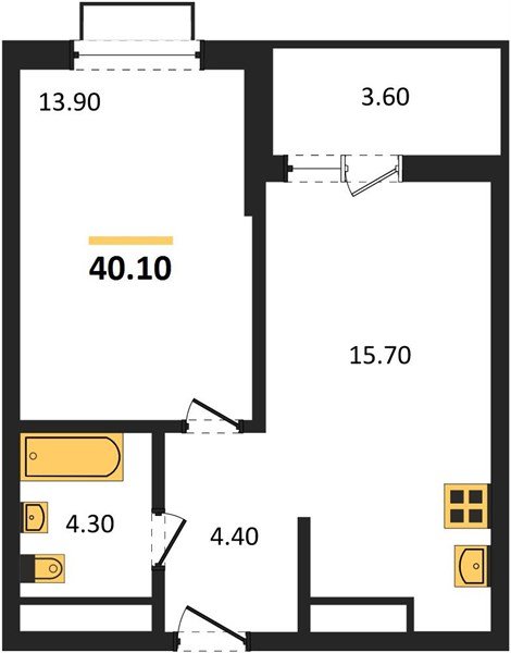 Фото №1: 1-комнатная квартира 40&nbsp;м², 12/16&nbsp;эт. - Яблоновский, мкр. ЖК Мегасити