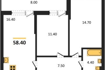 Фото №1: 2-комнатная квартира 58 м², 11/16 эт. - Яблоновский, мкр. ЖК Мегасити,