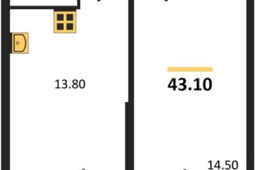 Фото №1: 1-комнатная квартира 43 м², 2/16 эт. - Яблоновский, мкр. ЖК Мегасити,