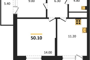 Фото №1: 2-комнатная квартира 50 м², 6/16 эт. - Яблоновский, мкр. ЖК Мегасити,