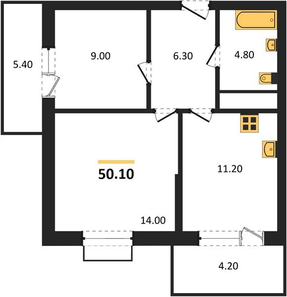 Фото №1: 2-комнатная квартира 50&nbsp;м², 9/16&nbsp;эт. - Яблоновский, мкр. ЖК Мегасити