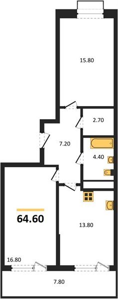 Фото №1: 2-комнатная квартира 64&nbsp;м², 4/16&nbsp;эт. - Яблоновский, мкр. ЖК Мегасити