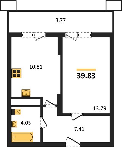 Фото №1: 1-комнатная квартира 44&nbsp;м², 12/18&nbsp;эт. - Знаменский, Карасунский внутригородской округ, мкр. Родные Просторы