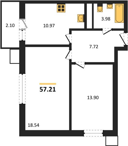 Фото №1: 2-комнатная квартира 60&nbsp;м², 9/18&nbsp;эт. - Знаменский, Карасунский внутригородской округ, мкр. Родные Просторы