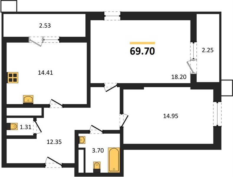 Фото №1: 2-комнатная квартира 76&nbsp;м², 5/18&nbsp;эт. - Знаменский, Карасунский внутригородской округ, мкр. Родные Просторы