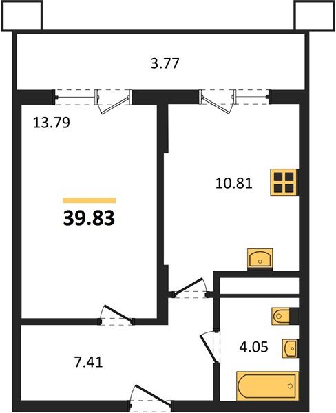 Фото №1: 1-комнатная квартира 44&nbsp;м², 11/18&nbsp;эт. - Знаменский, Карасунский внутригородской округ, мкр. Родные Просторы