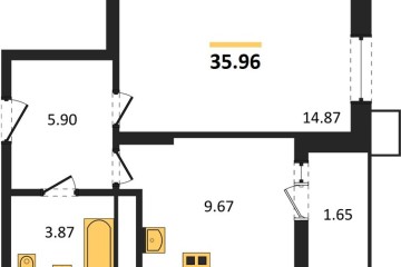 Фото №1: 1-комнатная квартира 38 м², 6/18 эт. - Знаменский, мкр. Родные Просторы,