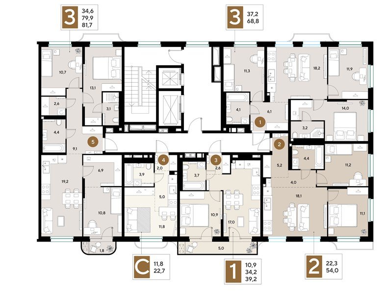 Фото №8: 1-комнатная квартира 39&nbsp;м², 2/18&nbsp;эт. - Краснодар, Прикубанский внутригородской округ, мкр. ЖК Грейд