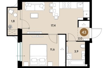 Фото №1: 1-комнатная квартира 36 м², 2/18 эт. - Краснодар, мкр. ЖК Грейд,